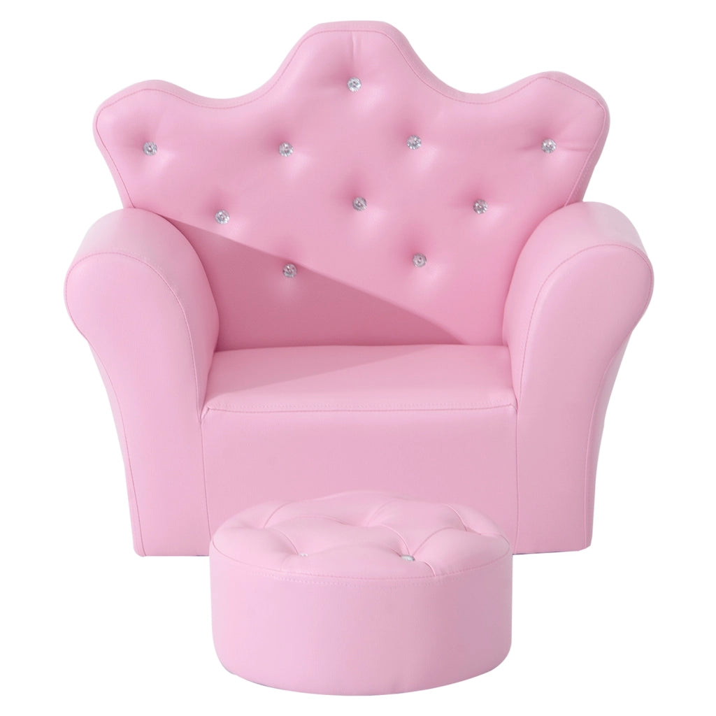 Poltrona bambini con schienale alto e poggiapiedi ¨C zephmum ¨C rosa 58x40,5x49 cm