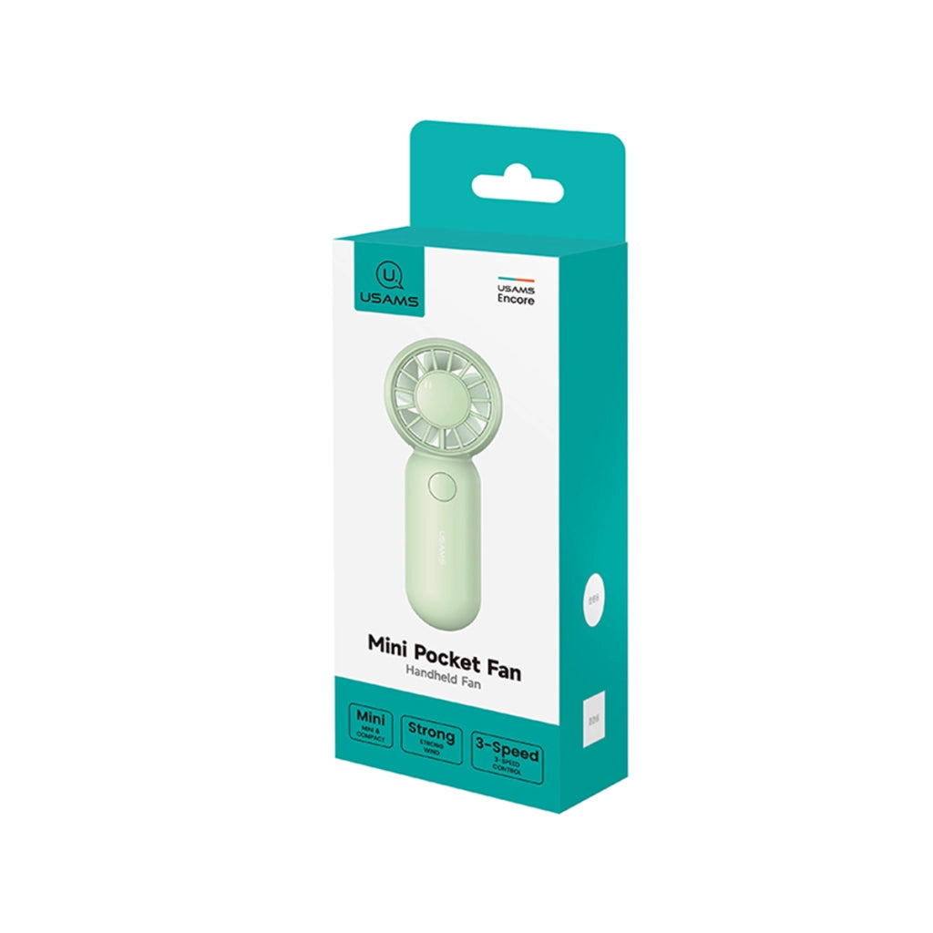 Mini Ventilatore Portatile 3 Velocità 500mAh Ricaricabile USB-C Compatto Verde Usams