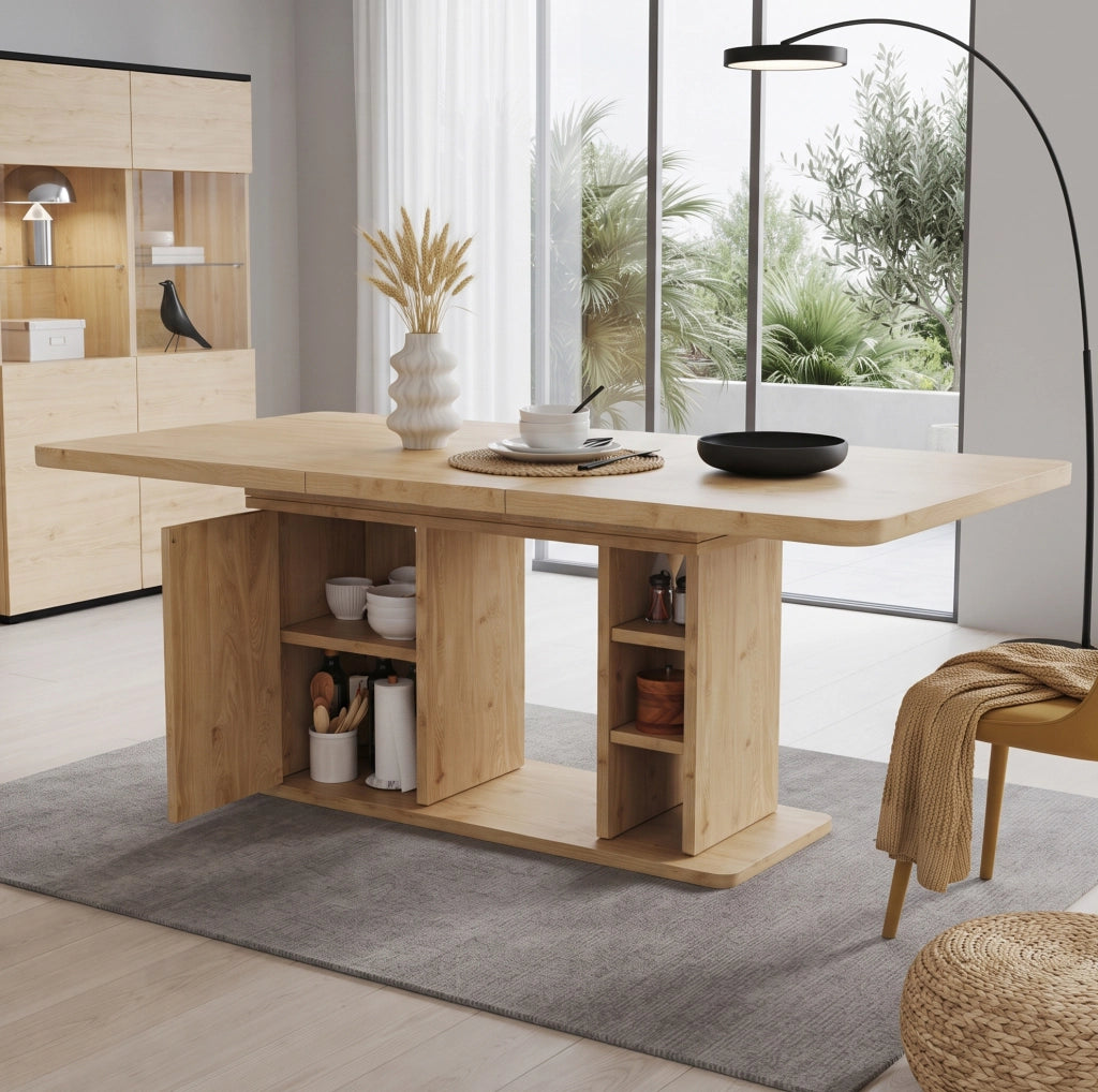Tavolo da pranzo allungabile 140-180 x 80 cm con contenitore