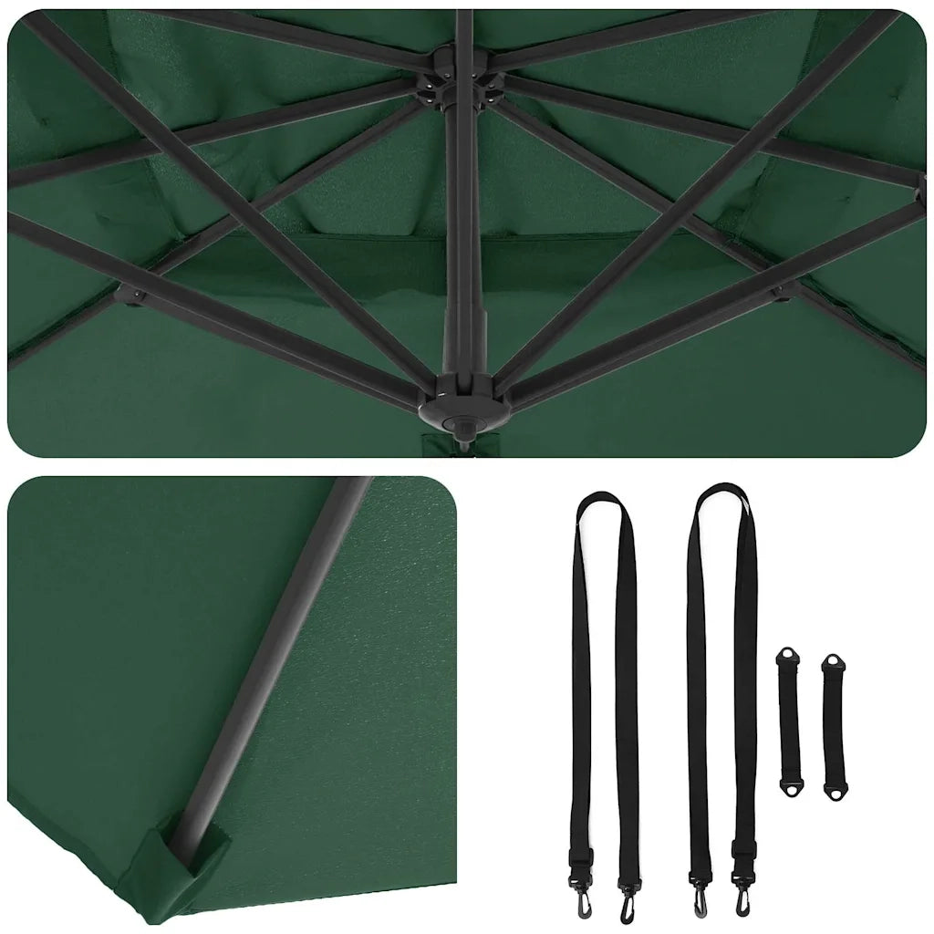 Ombrelloneda-Ombrello da giardino balcone Verde 351 x 250 x 260 cm Poliestere e Alluminio