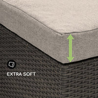 Set Salotto Divano in Polyrattan con Pouf Resistente da Esterno Giardino Beige