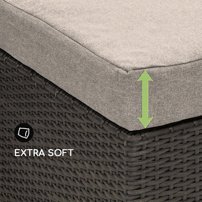 Set Salotto Divano in Polyrattan con Pouf Resistente da Esterno Giardino Beige