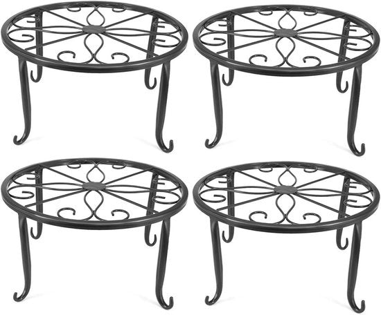 Supporto per Piante Set di 4 Stendardi in Acciaio Nero (4Pack)