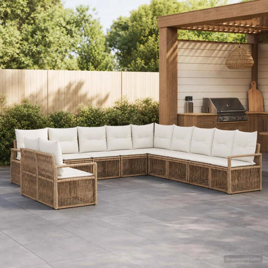 Set Divano da Giardino 11 pz Beige polyrattan 3435765