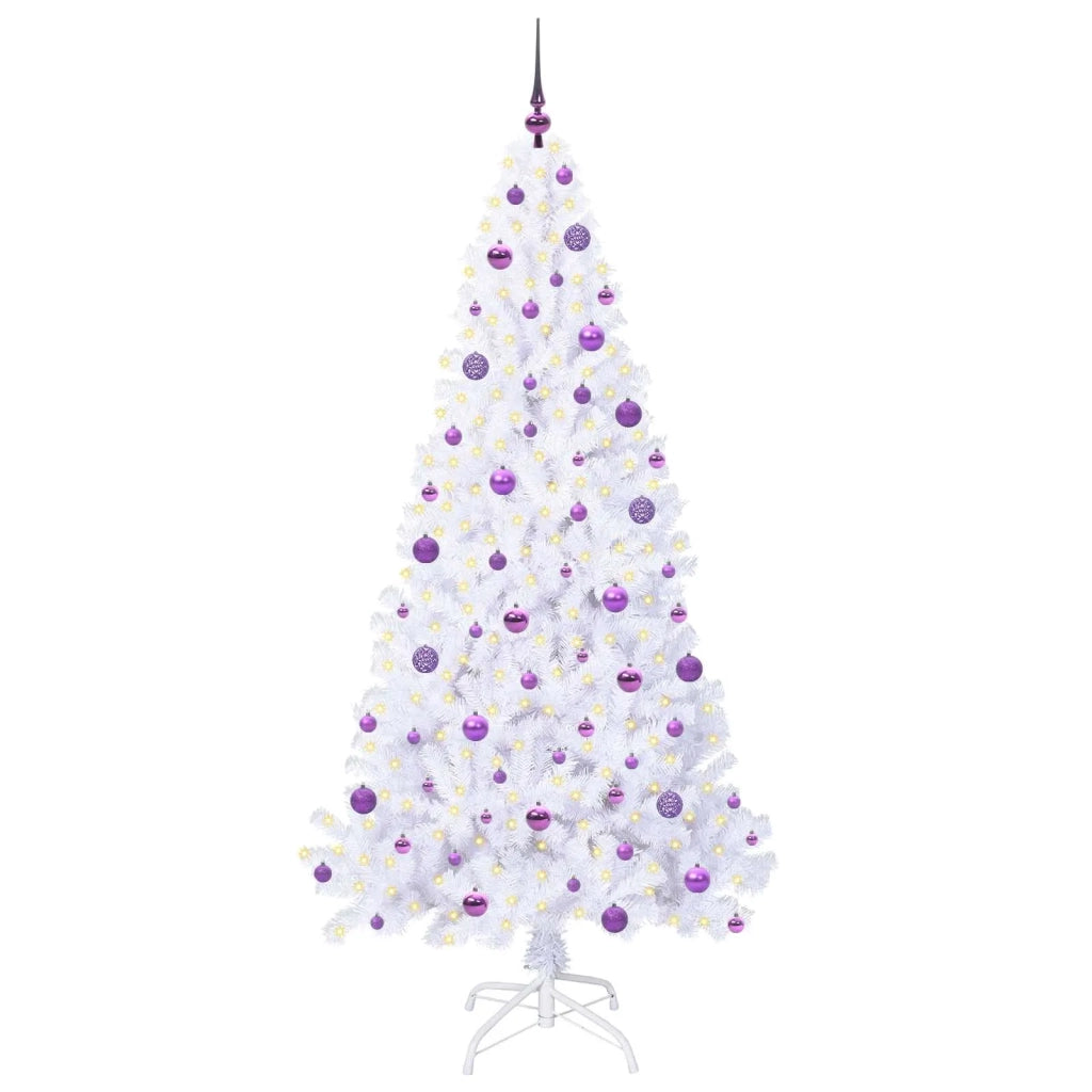 Albero di Natale | Decorazioni natalizie artificiale Bianco 210 cm PVC e Acciaio