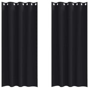 Tende Oscuranti | Tende Blackout con Anelli 2 pz Nero 260 x 140 cm Poliestere