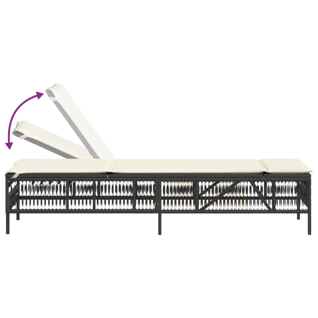 Lettini Prendisole 2 pz con Tavolino Nero in Polyrattan 4002746