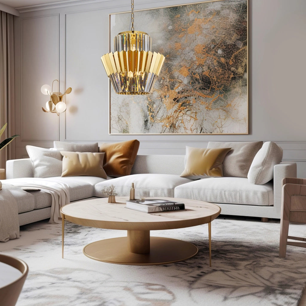 Lampadario cristallo glamour oro Donna 9xE14 Milagro
