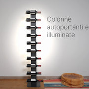 ALUBOX VIRGO Porta Vino Da Terra A Colonna Autoportante Illuminato 167X60X30 Cm Portabottiglie Vino Da Terra In Alluminio Con 10 Mensole Doppie In Lamiera Zincata Capacità 20 Bottiglie
