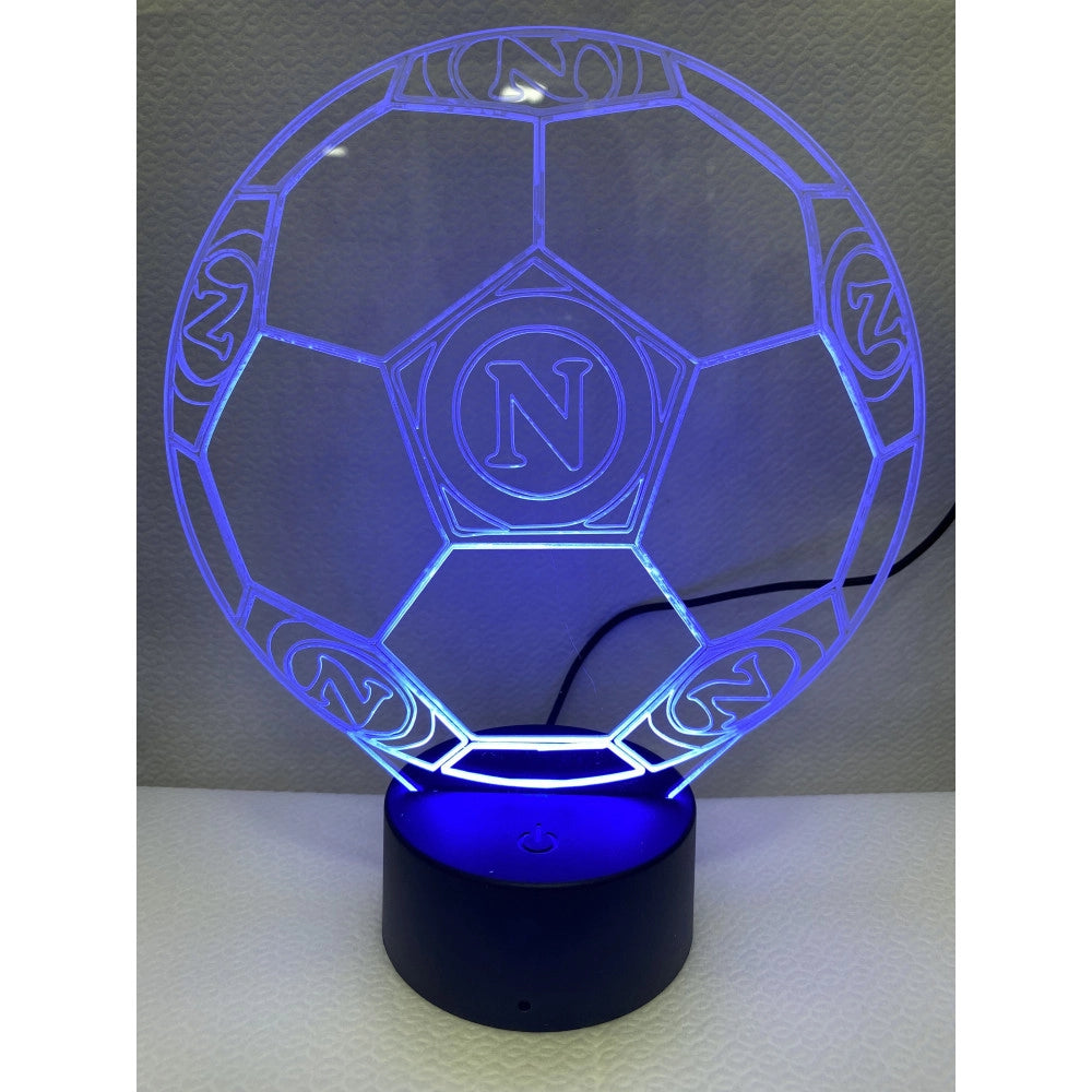 Trade Shop - Lampada Da Tavolo A Batterie Usb Pallone Calcio Con Stemma Logo Napoli Calcio -