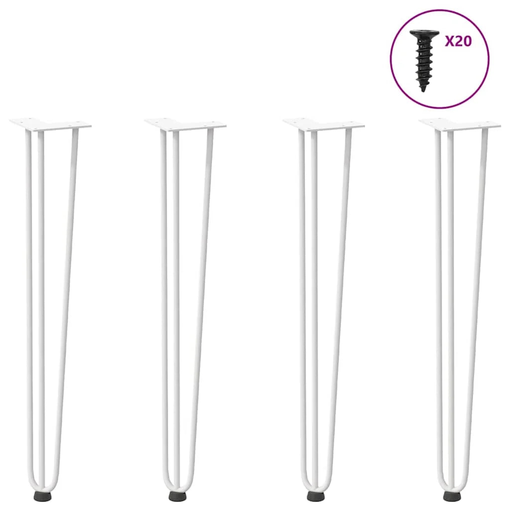 Set di 4 gambe a forcina per tavolo consolle 72 x 12 x 12 cm con piedini regolabili design moderno acciaio bianco 02_0056744