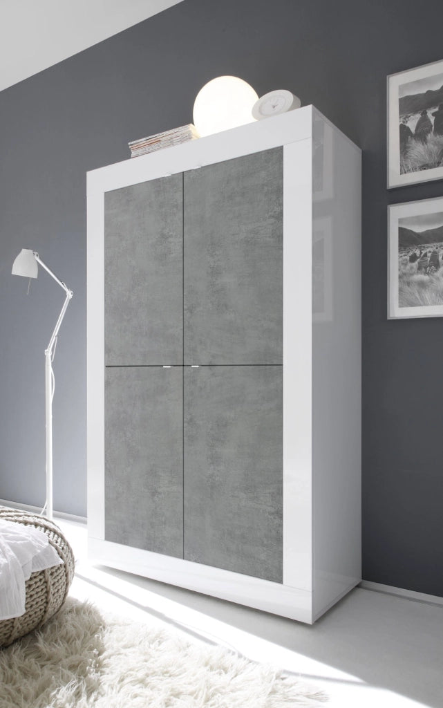 Madia Sampeyre, Credenza 3 Ripiani, 101.4x42x161.2h cm Bianco Lucido