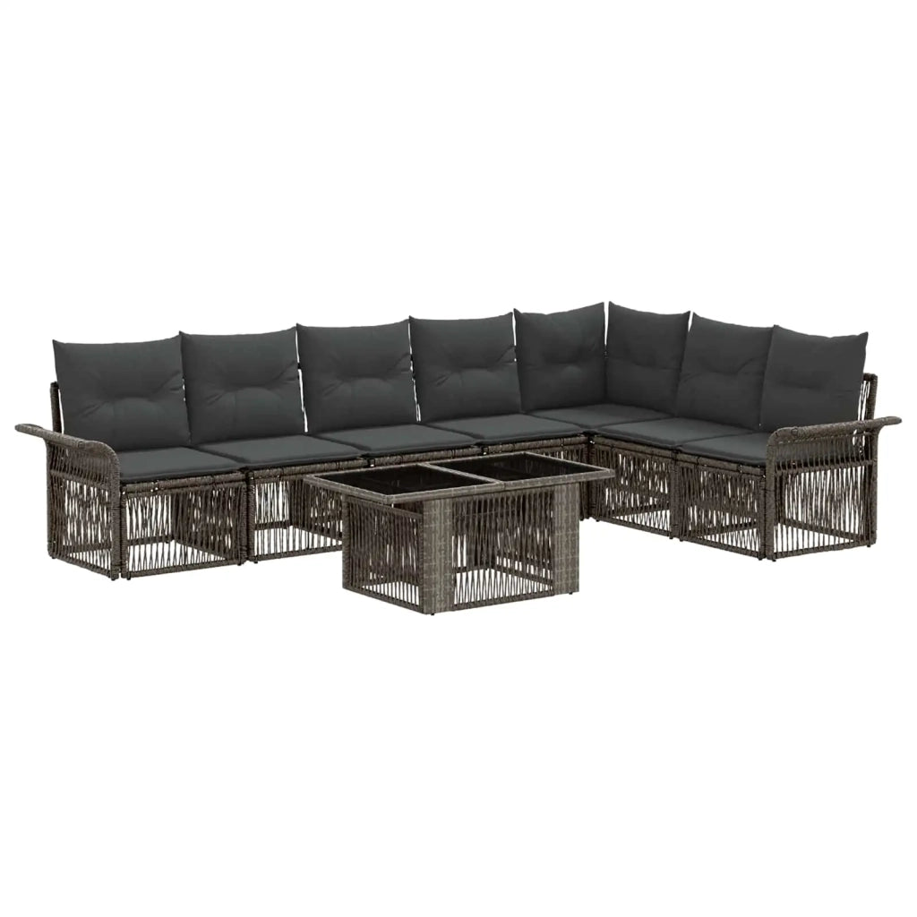 Set Divano da Giardino 8 pz Grigio e Grigio Scuro polyrattan 3436643