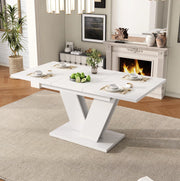 Set da pranzo allungabile 120/160 x 80 cm con sedie girevoli; bianco in MDF