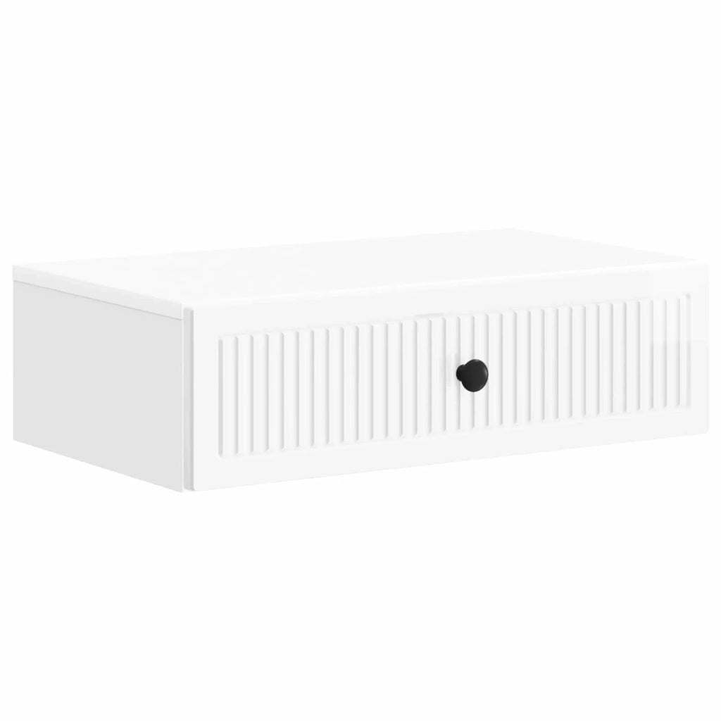 Tavolino da Parete Laterale Bianco Lucido 59 x 34,5 x 17 cm