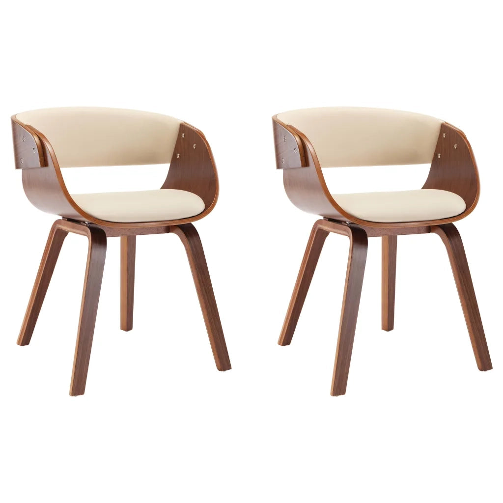 Sedie da Pranzo 2 pz | Sedie da cucina in Legno Curvato e Similpelle Crema