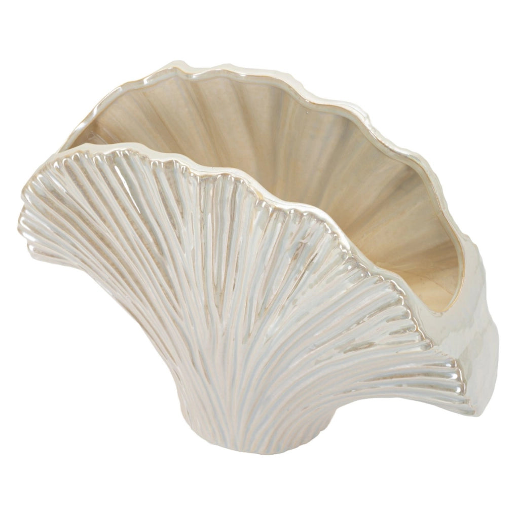 Vaso Decorativo VKH843, Bianco, Ceramica, 35,5x11,5x27 cm