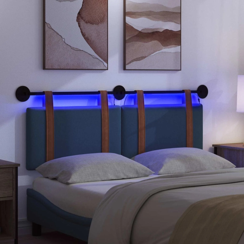 Testiera sospesa Con luce LED Blu PU Antico