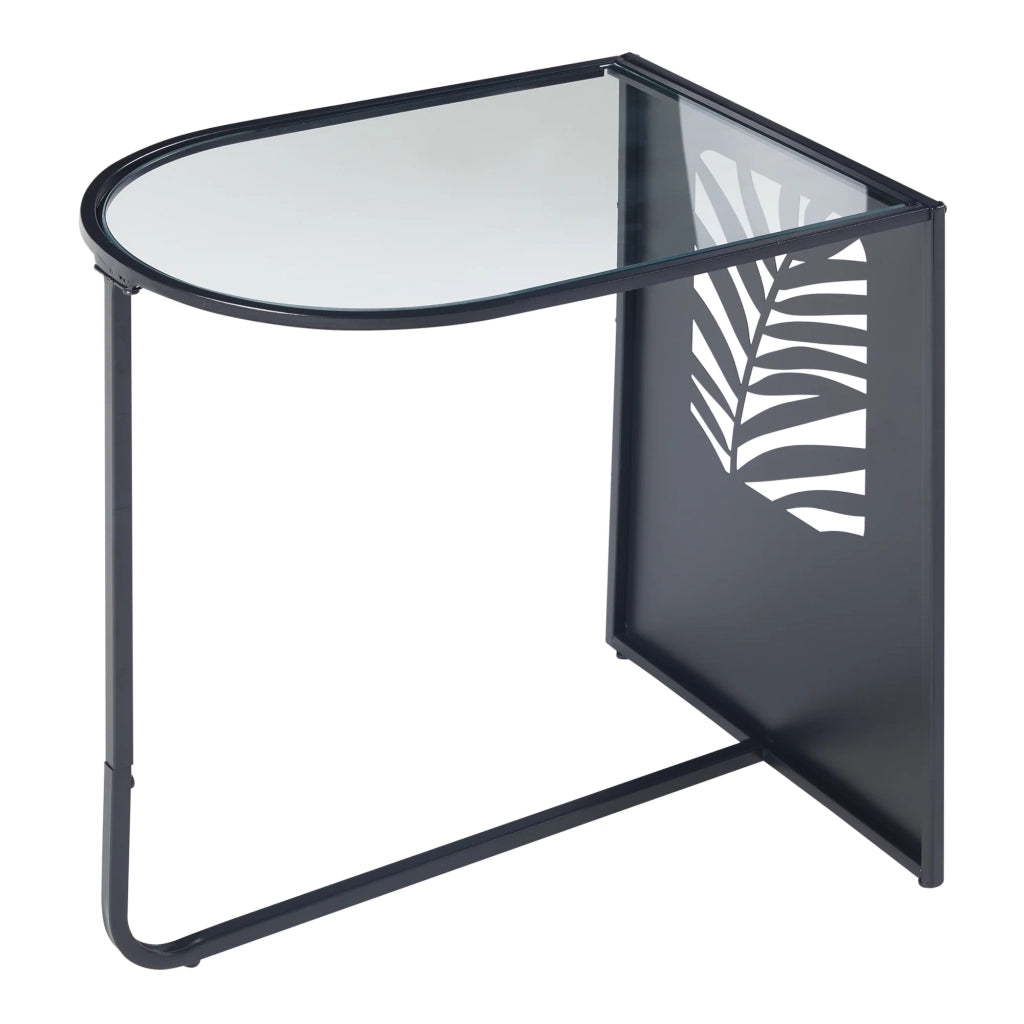 Tavolino laterale 50 x 50 x 35 cm metallo vetro nero 03_0010970