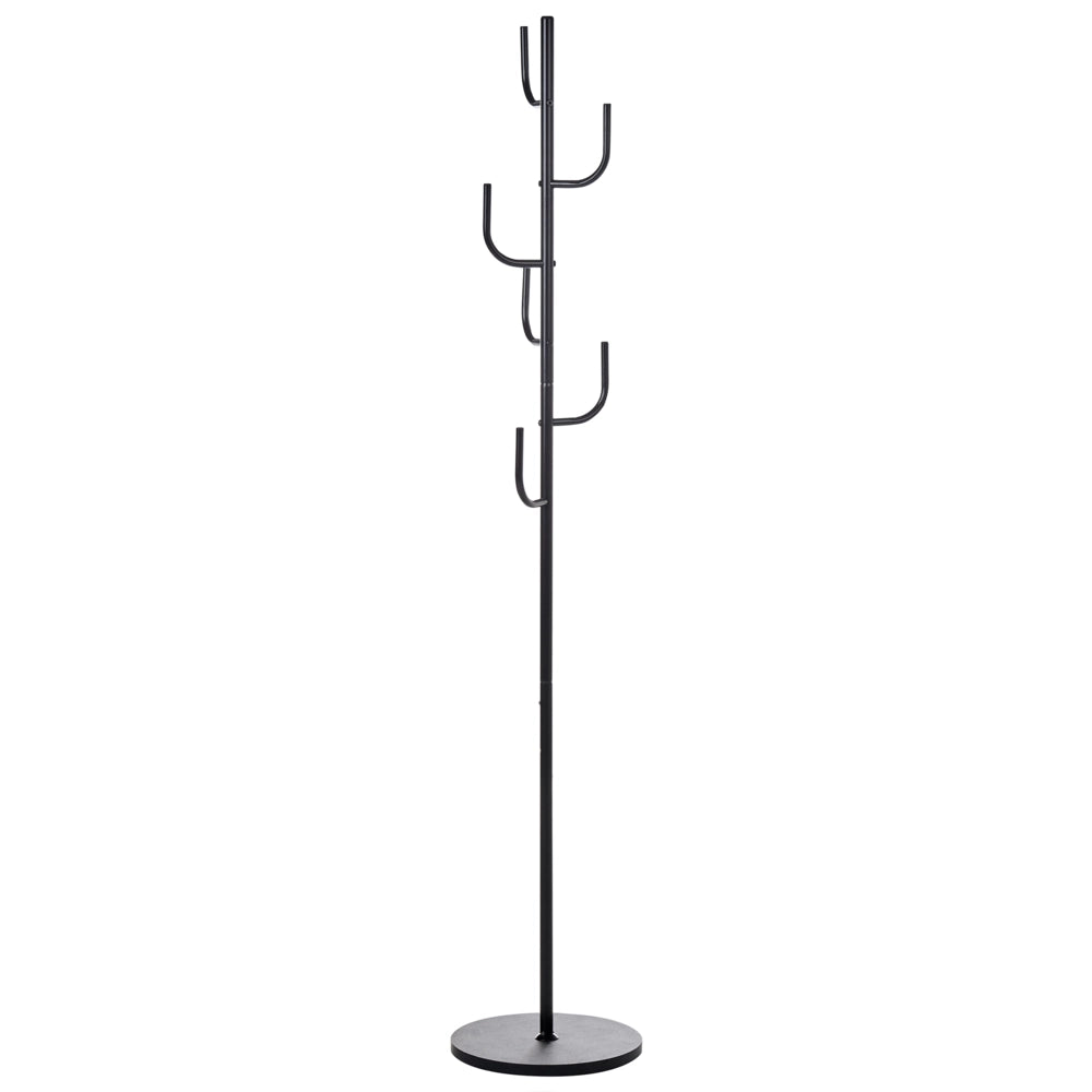 Appendiabiti in metallo nero da 170 cm, appendiabiti autoportante, industriale e moderno, pezzo d'arredo per corridoio.