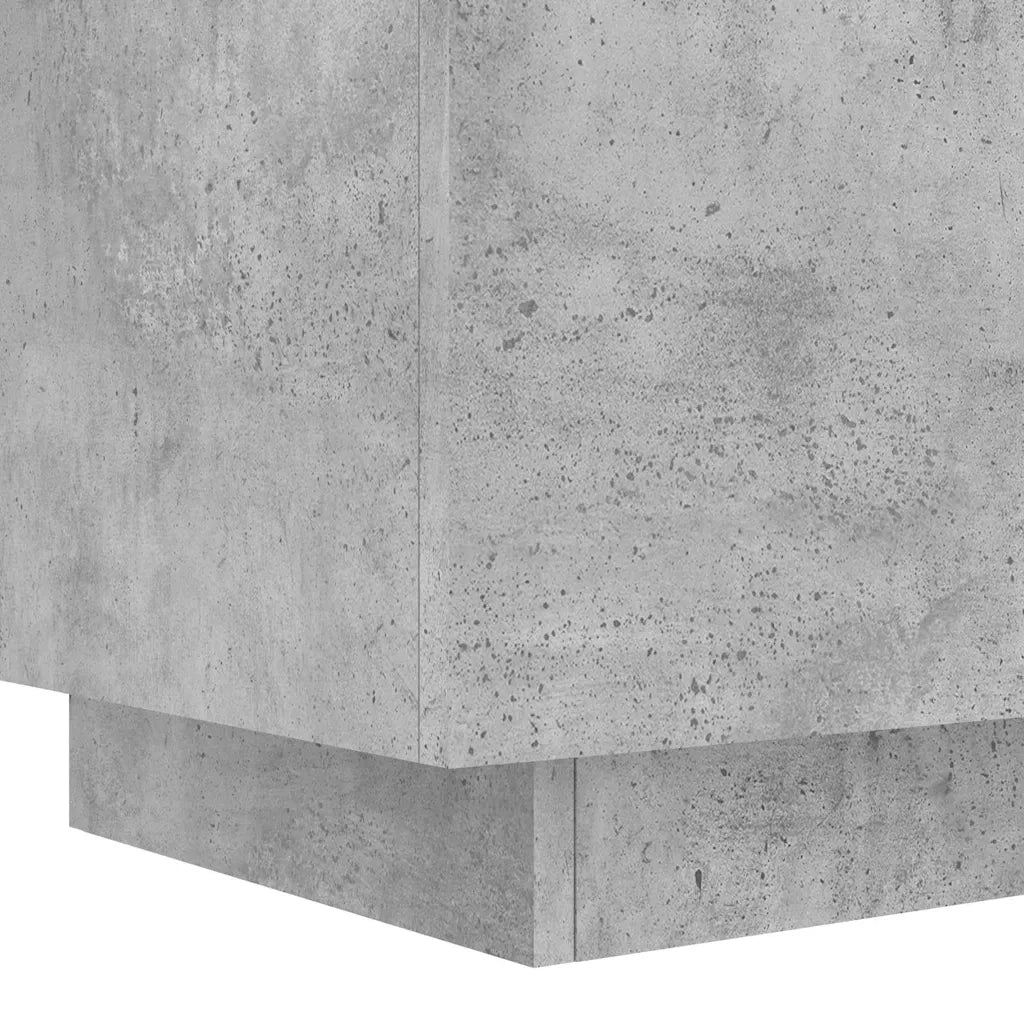 Comodino | Armadio da Notte | Mobiletto da notte con Luci LED Grigio Cemento in Legno Multistrato