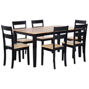 Set da pranzo in legno massello Nero con piano in legno chiaro a 6 posti 150 x 90 cm moderno scandinavo