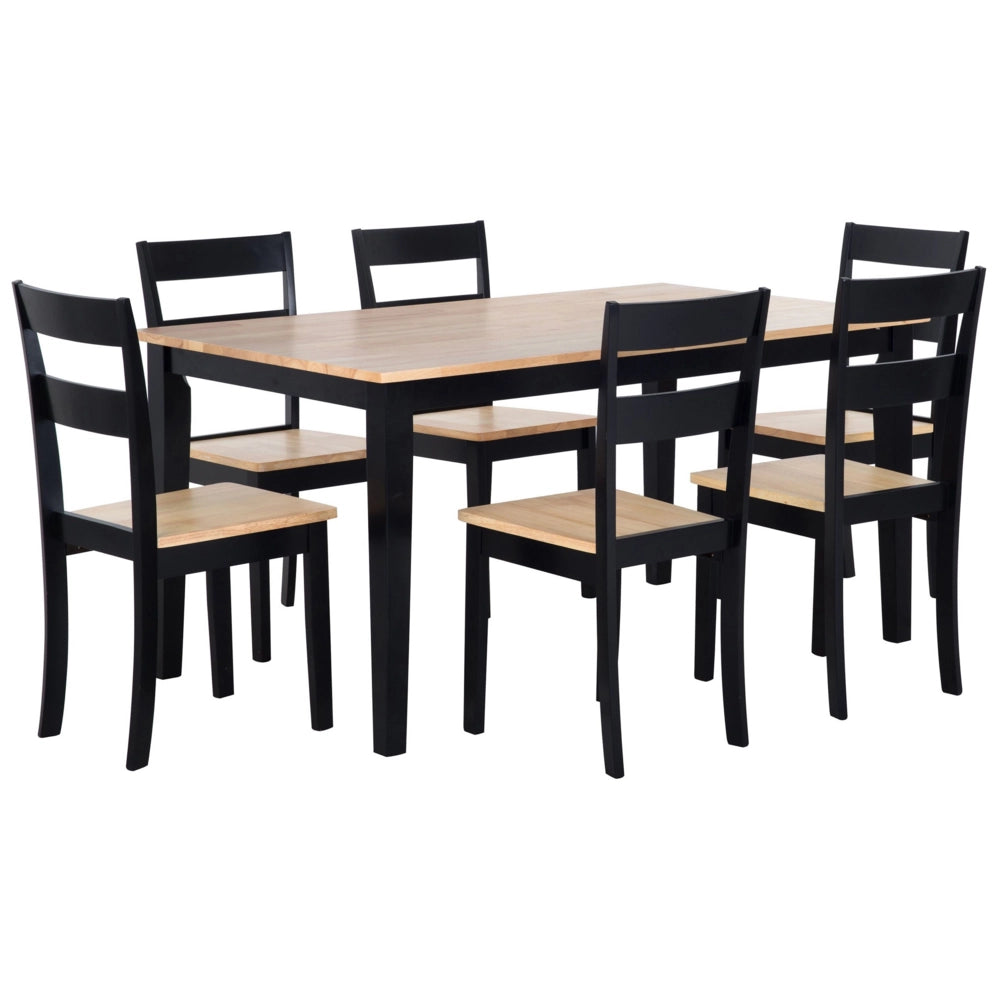 Set da pranzo in legno massello Nero con piano in legno chiaro a 6 posti 150 x 90 cm moderno scandinavo