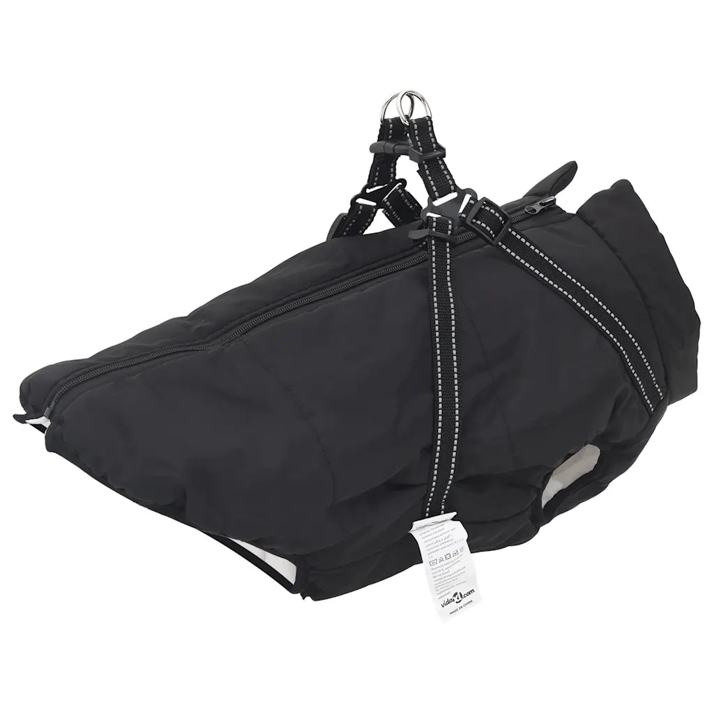 Cappotto Cani con Imbracatura Impermeabile Riflettente Nero L68