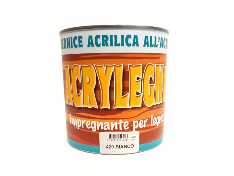 Vernice acrilica all'acqua Acrylegno 420 Bianco per legno 750ml interni esterni