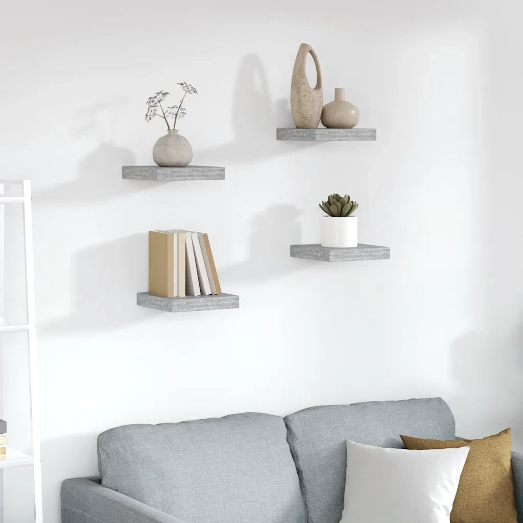 Scaffali a Parete 4 pz Grigio Cemento 23x23,5x3,8 cm in MDF 326590