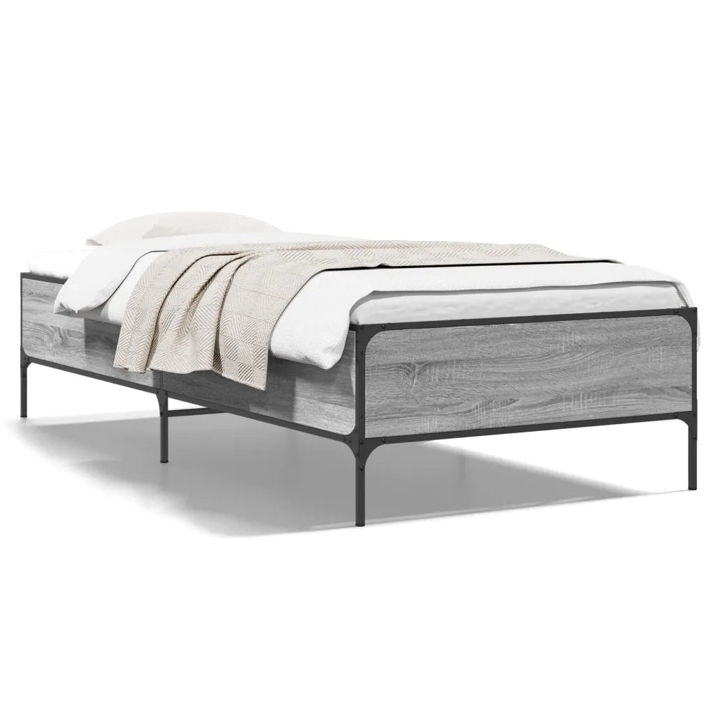 Giroletto-Struttura Letto Grigio Sonoma 75x190cm in Legno Multistrato e Metallo 113907