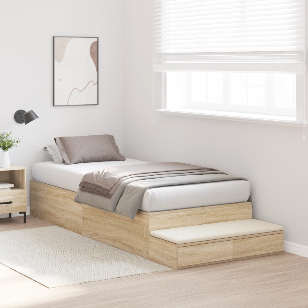 Struttura letto con contenitore in rovere Sonoma 100x200 cm