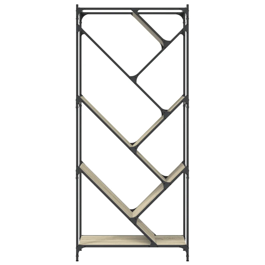 Libreria-Scaffale per Libri-Mobile di Stoccaggio Rovere Sonoma 79x30x180cm Legno Multistrato e Metallo