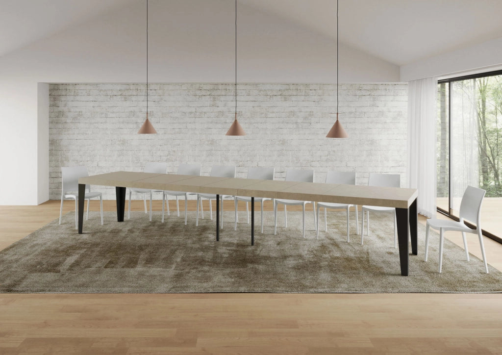 Tavolo Allungabile 200-460x90x77 cm Flame Premium Cashmere Telaio Antracite