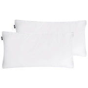 Set di 2 cuscini da letto guanciali in cotone bianco piumino d'anatra e piume 40 x 80 cm alto medio morbido