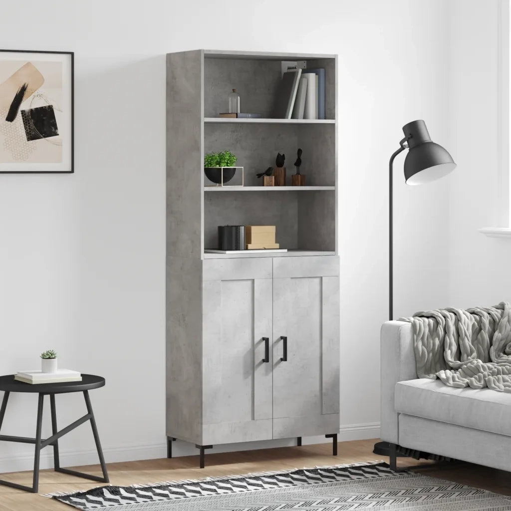 Credenza-Buffet-Armadio da cucina Grigio Cemento 69,5x34x180 cm in Legno Multistrato 964727