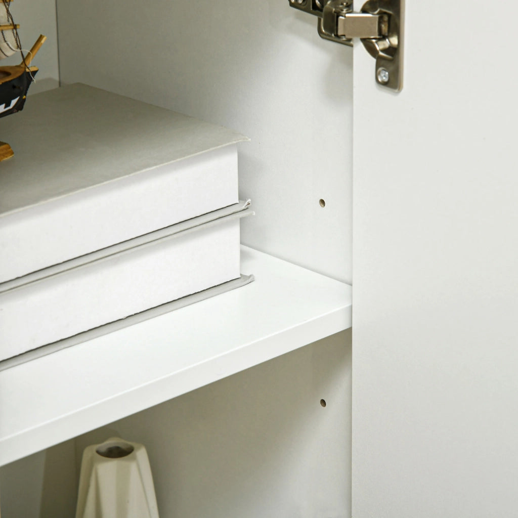Buffet con 2 ante e 3 cassetti ¨C zephmum ¨C legno massello, bianco, 90x32x80 cm