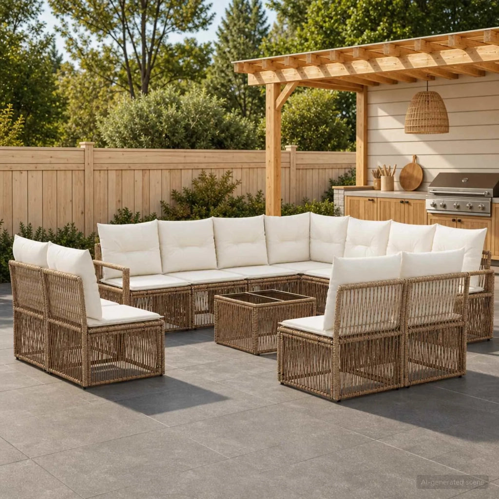 Set Divano da Giardino 12 pcs Beige polyrattan 3435750