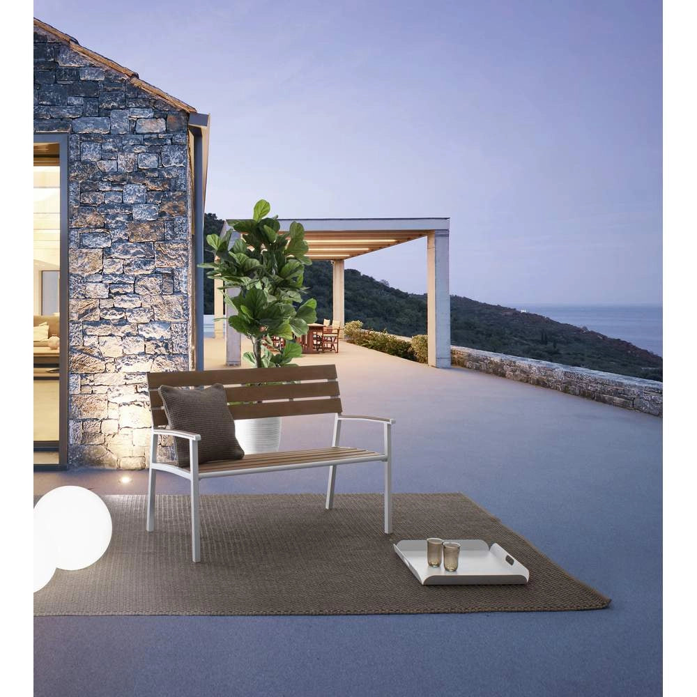 Panchina da Giardino in Alluminio con Doghe effetto Legno 3 Posti Isak Colore: Bianco