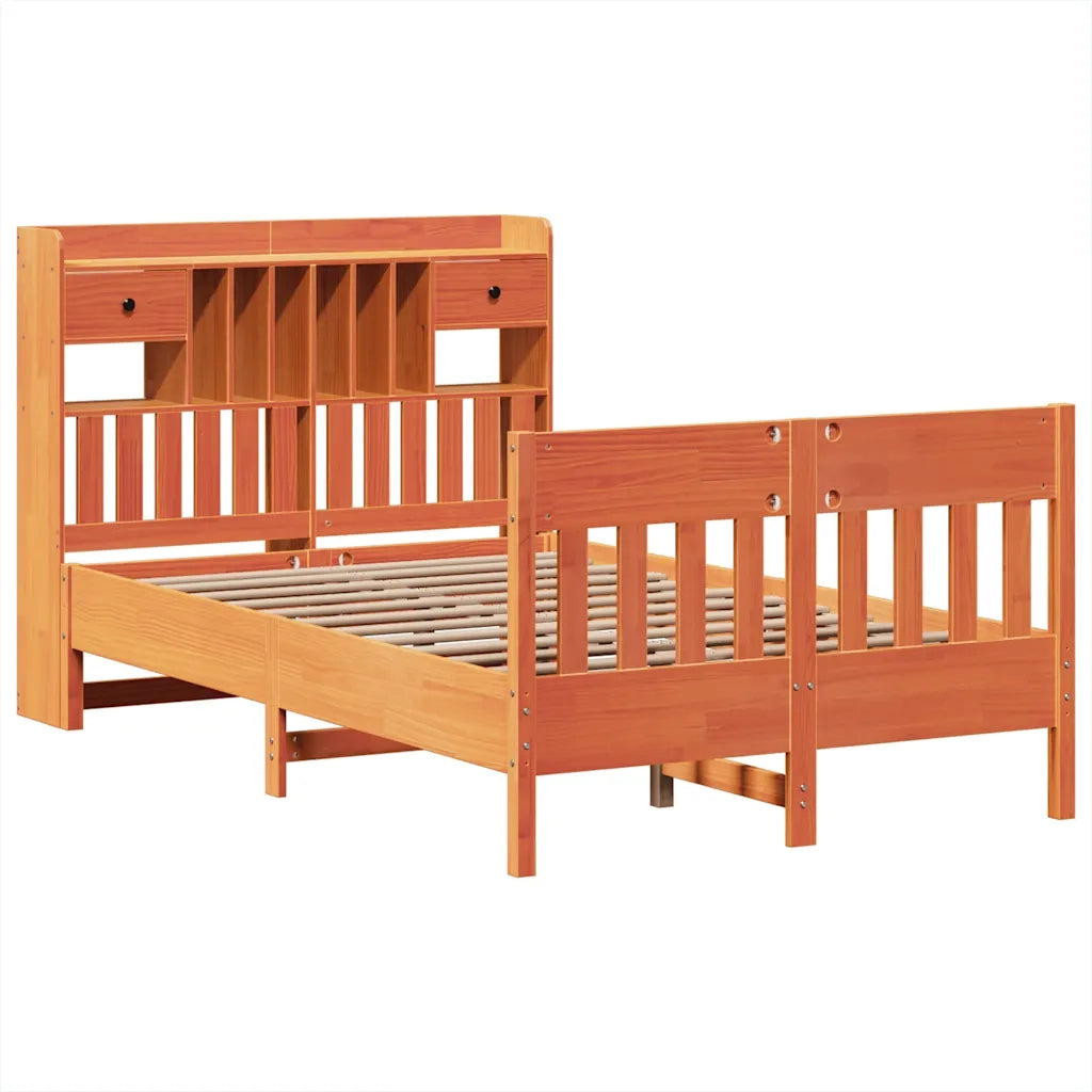 Letto matrimoniale | Letto per adulti | Letto senza Materasso Marrone Cera 135x190 cm in Legno di Pino