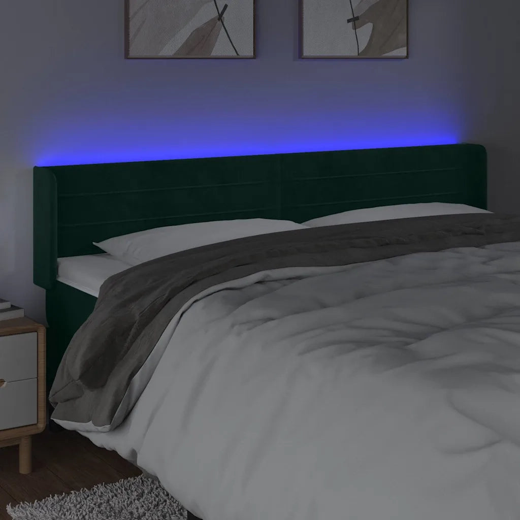 Testiera a LED Verde Scuro 203x16x78/88 cm in Velluto
