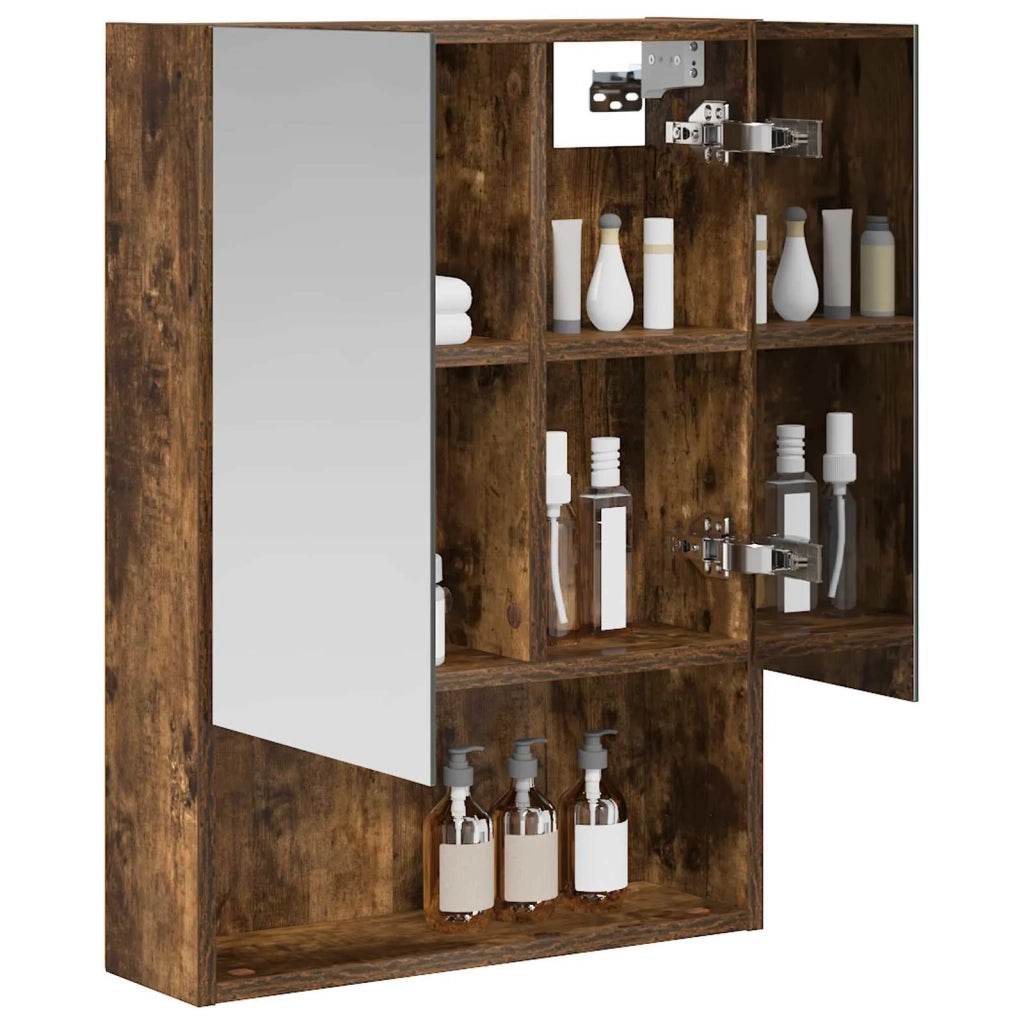 Mobiletto per specchio da bagno Rovere fumé 50 x 14,5 x 70 cm