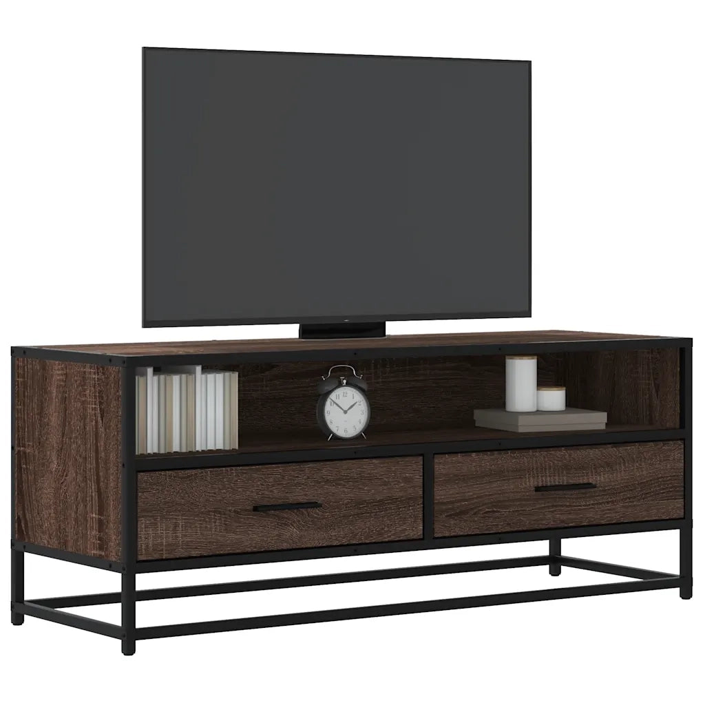 Mobile TV-Credenza per TV-Console TV Rovere Marrone 100x34,5x40 cm Multistrato e Metallo