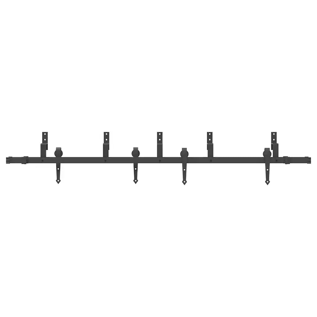Kit di Binari per Porte Scorrevoli 213,5 cm Acciaio Nero