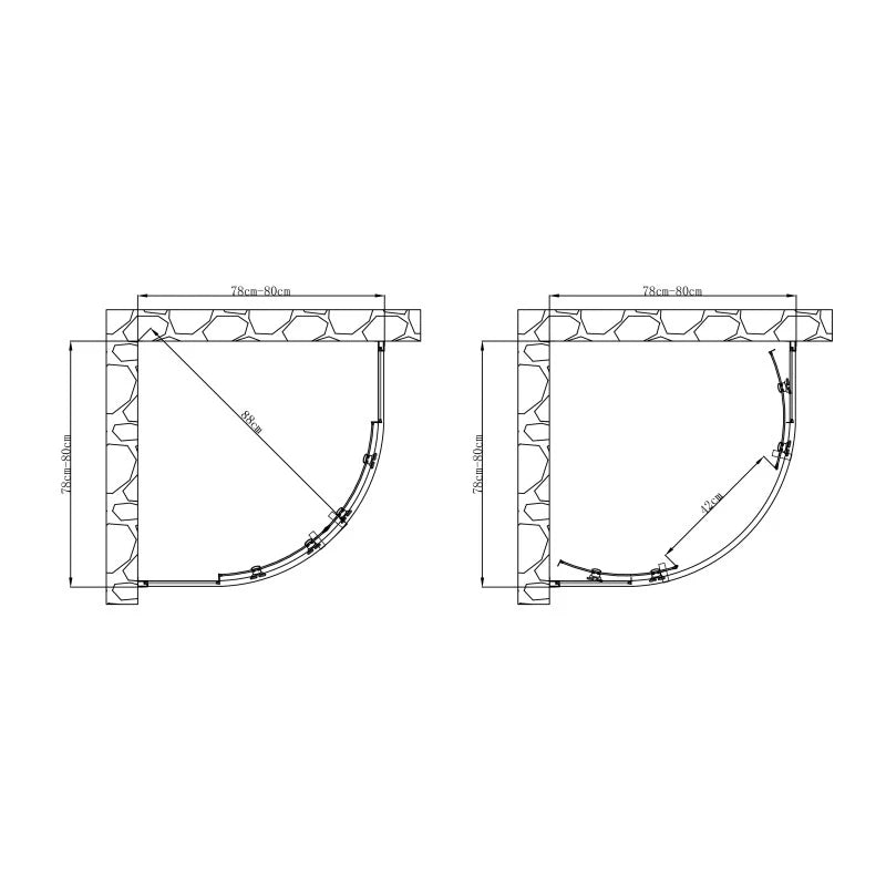 Box Doccia Semicircolare 78-80x78-80x190h 6mm Cromato - Imperia