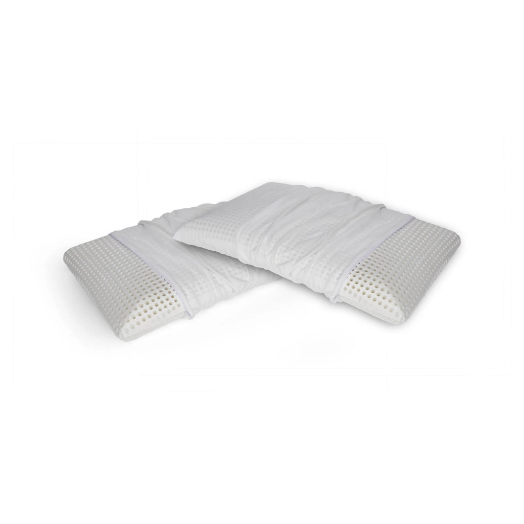 Talamo Italia Set di 2 Cuscini per Timo, 100% Made in Italy, Guanciale sfoderabile a "saponetta" in Memory Foam forato, Anallergico e Traspirante, 70x40xh12 cm
