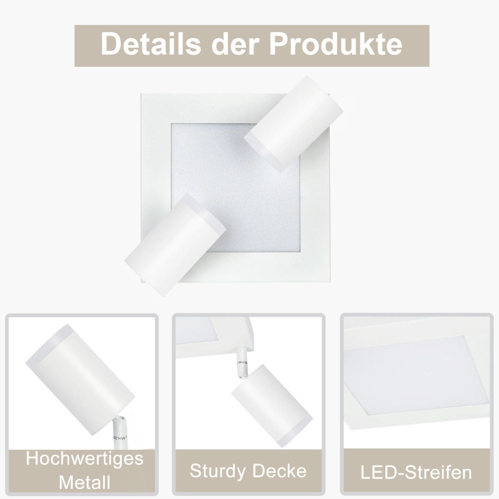 ZMH Faretto da soffitto quadrati bianchi 1 luce GU10 20W 3000K orientabili 350° per cameretta