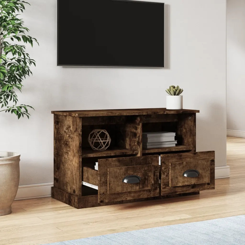 Mobile Porta TV Rovere Fumo 80x35x50 cm in Legno Multistrato 816285