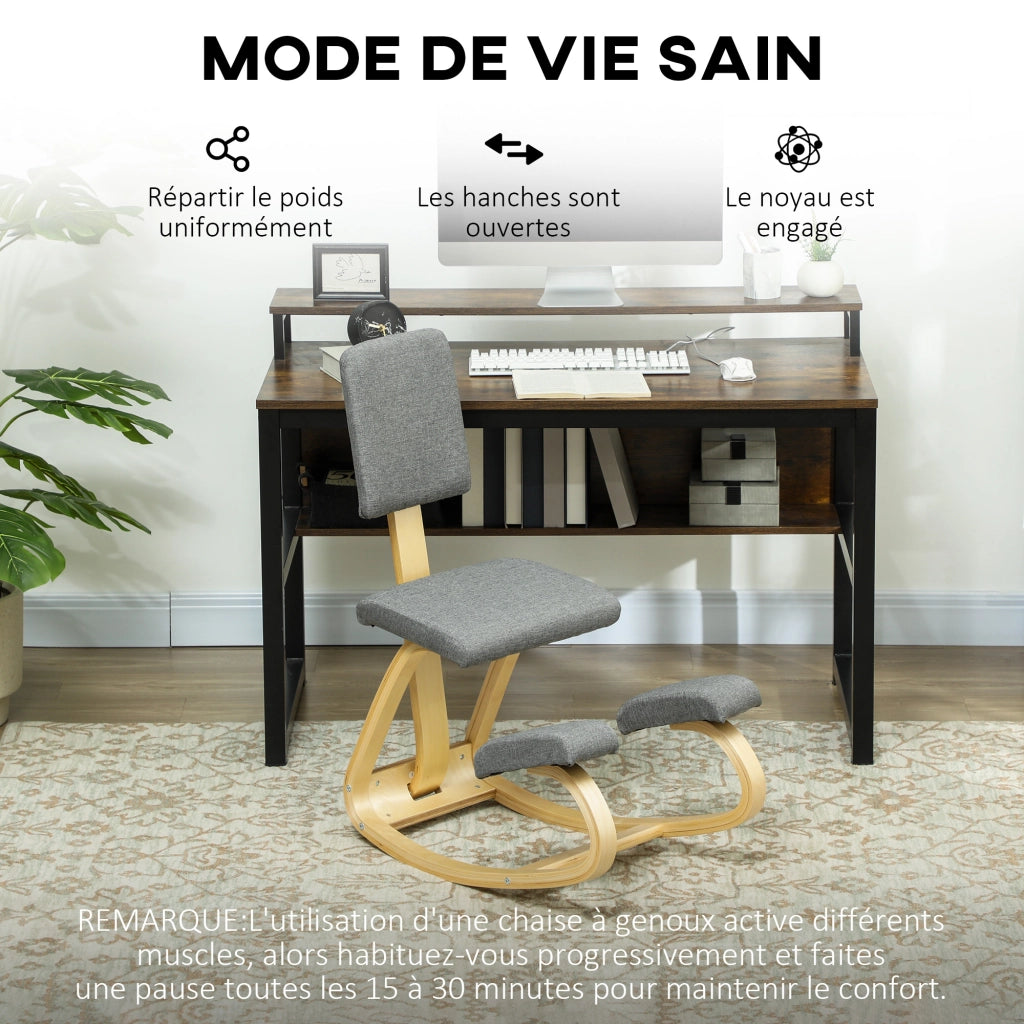 Sedia ergonomica a bascula in legno con schienale ¨C Minimal ¨C Grigio