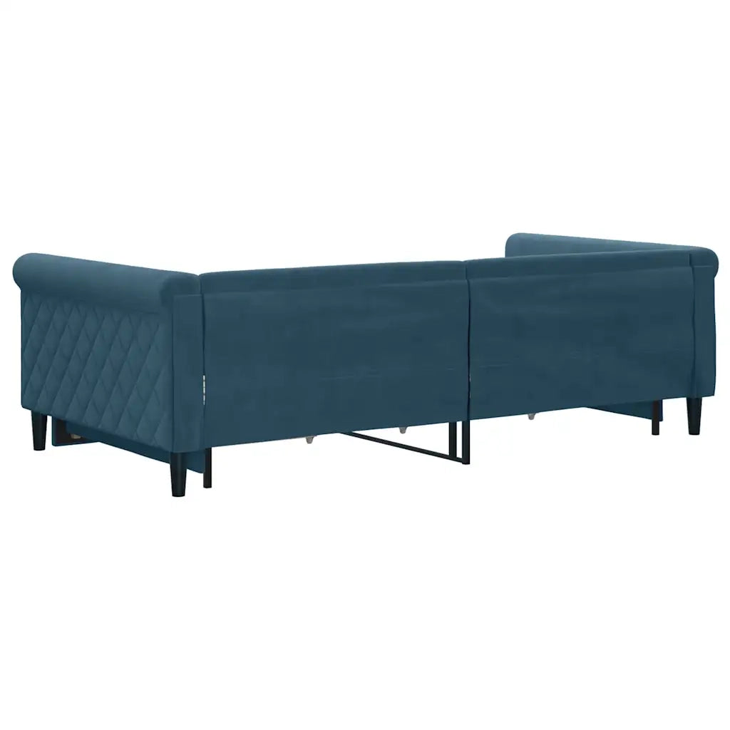Divano Letto Estraibile con Cassetti Blu 100x200 cm in Velluto 3197825